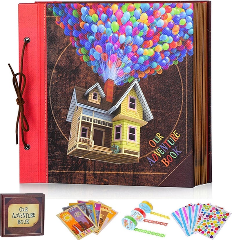 Let the Adventure Begin Adventure Book 12x12 Inch - Handmade Scrapbook Album for Travel, Wedding, Writing - 60 Pages DIY Memory Album - Perfect for Anniversary, Friends, Family, and Couple Gifts (12in-Up House Design) - Image 1